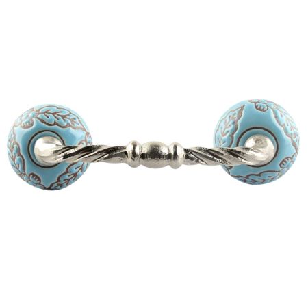 Turquoise Leaf Flower Ceramic Cut Bridge Handle Online